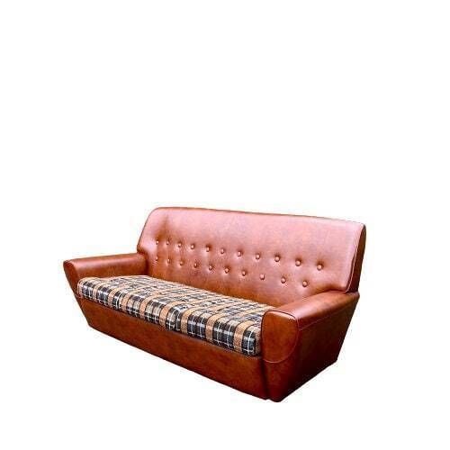 Mid Century Brown Faux Leather Sofa photo Furniture