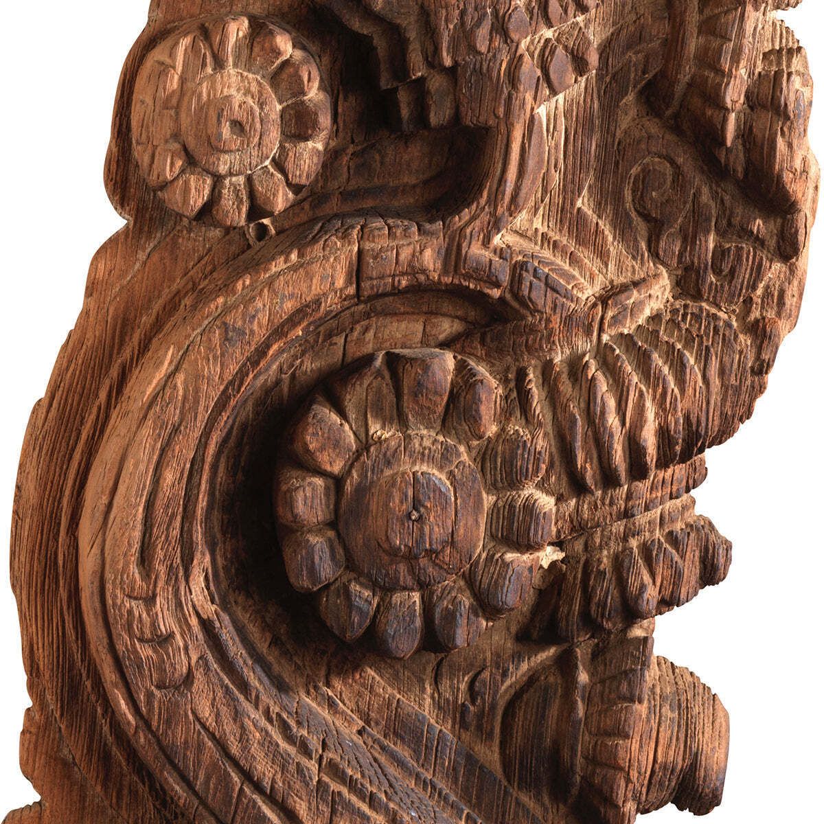 Carved Wooden Ornament On Iron Stand photo furniture