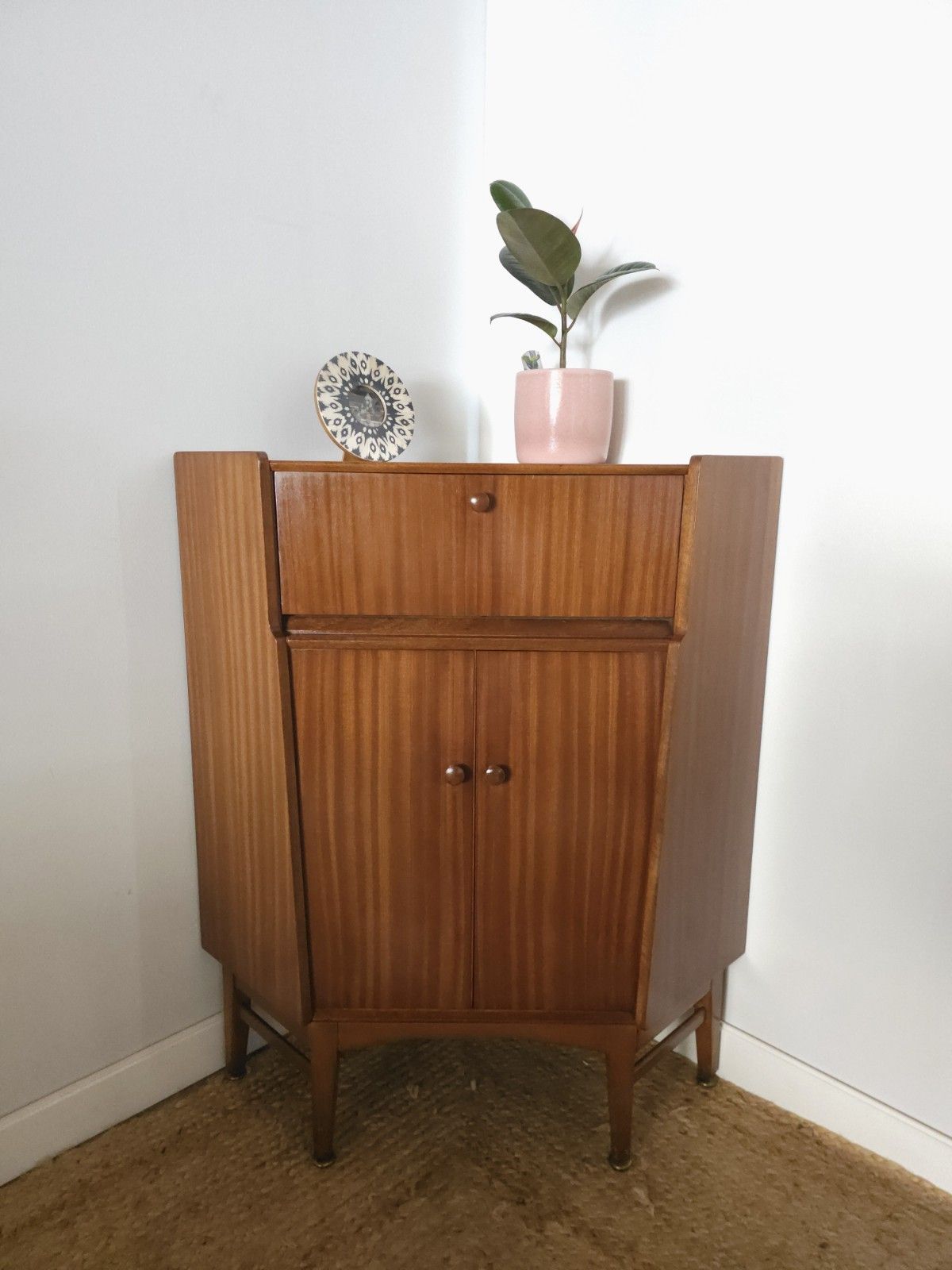 185.0 Nathan Bureau Mid Century Corner Desk Teak Home Office Storage Retro Delivery photo