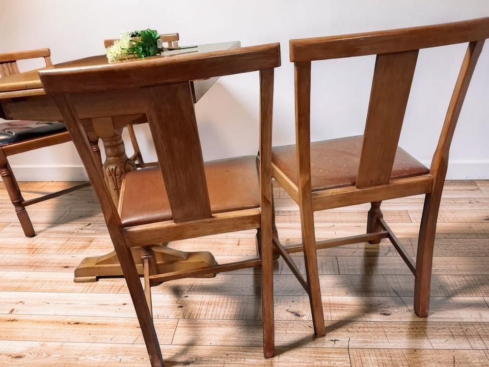 photo buy Antique Art Deco Draw Leaf Table With Matching Chair Set