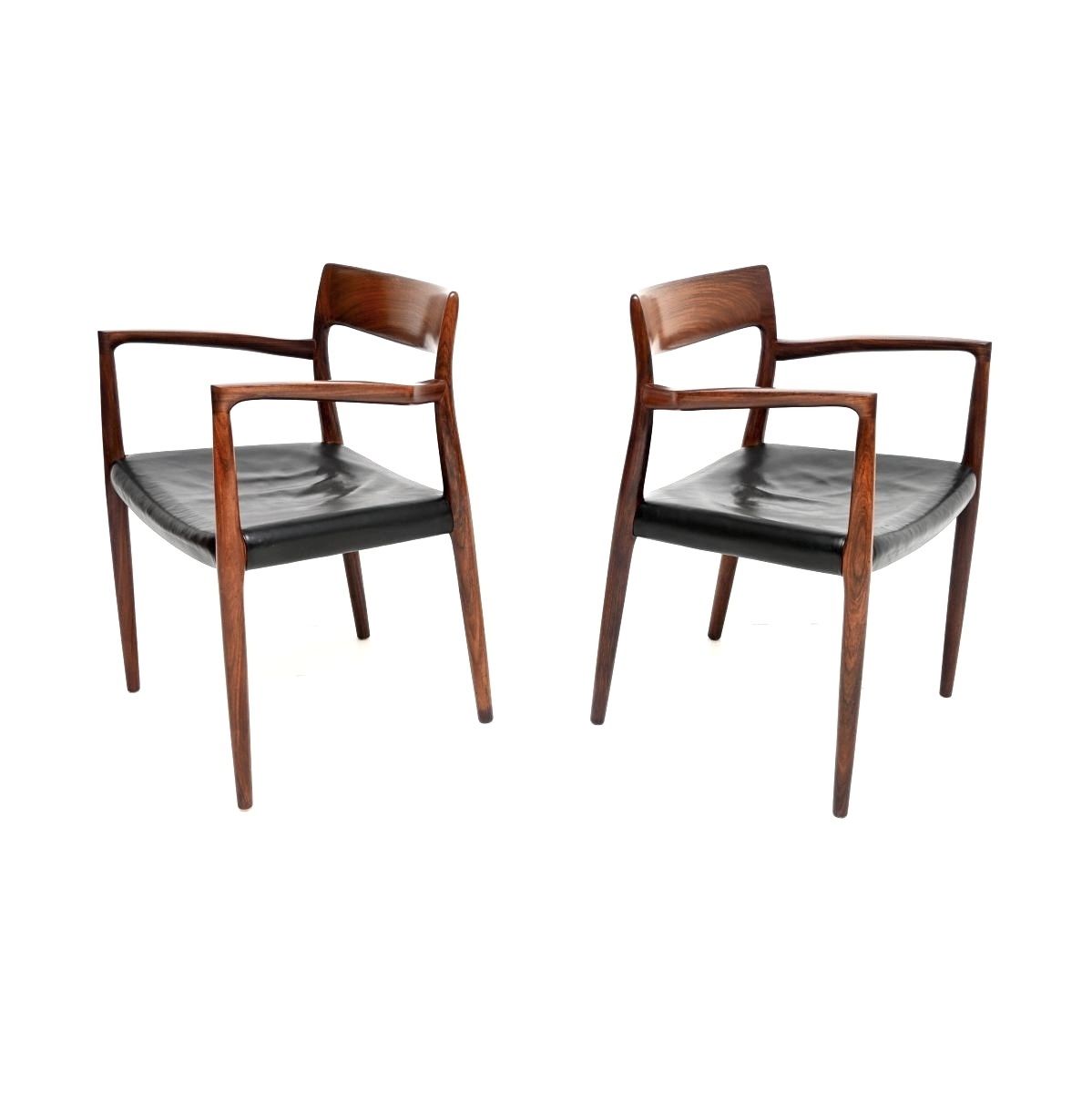 Pair Of Danish Vintage Rosewood Model 57 Chairs By Niels Moller photo Furniture