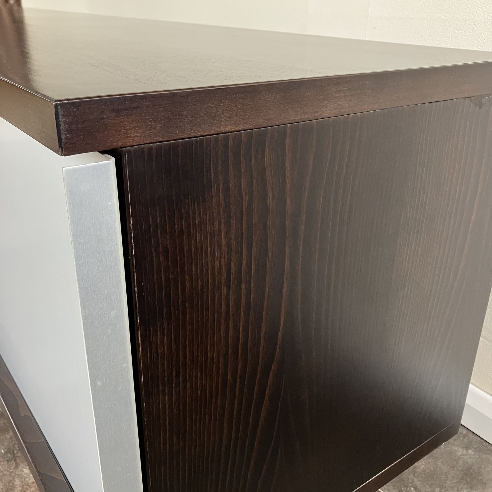 2000's Minimalist Credenza Sideboard From The Conran Shop, Sliding Metal Doors, Ebonised photo vintage