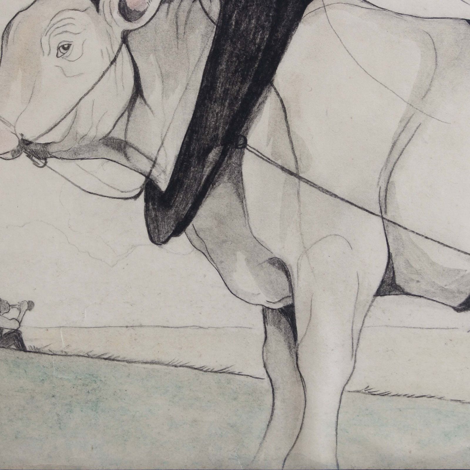 photo furniture 'Idyllic Landscape With Ox And Figures' By Germaine Hageman (Circa 1930s 40s)