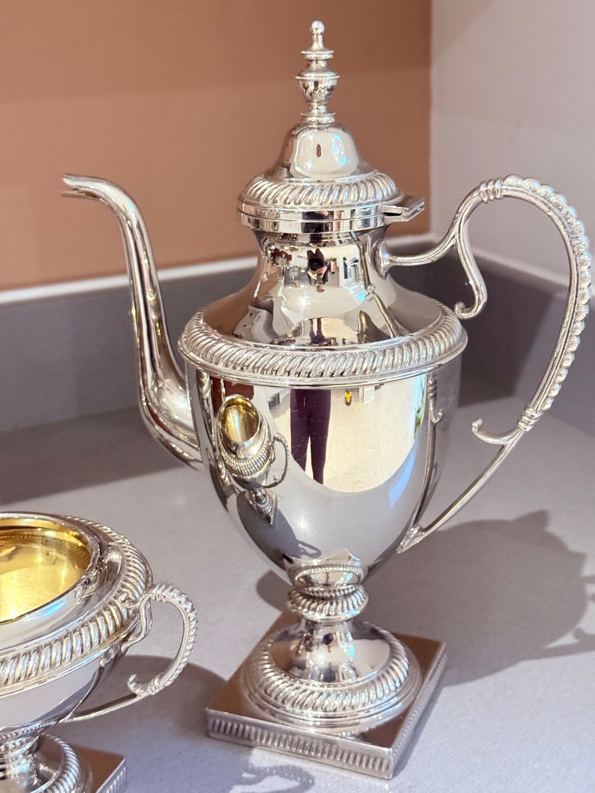 Antiek Zweeds verzilverd koffieservies - Gustaf Eriksson Eskils pot suikerpot photo 1161.0