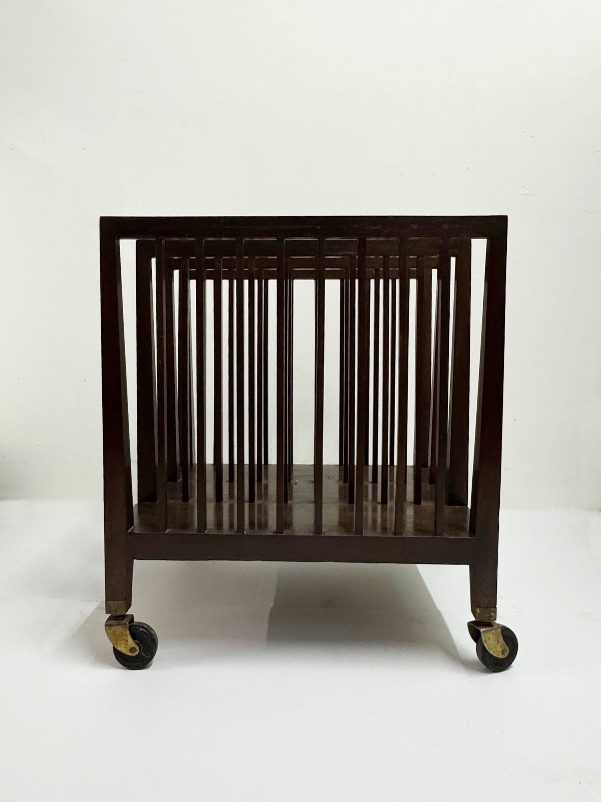 Vintage Mahogany Art Gallery Folio Display Rack Artist Portfolio Trolley On Brass Casters photo 325.0