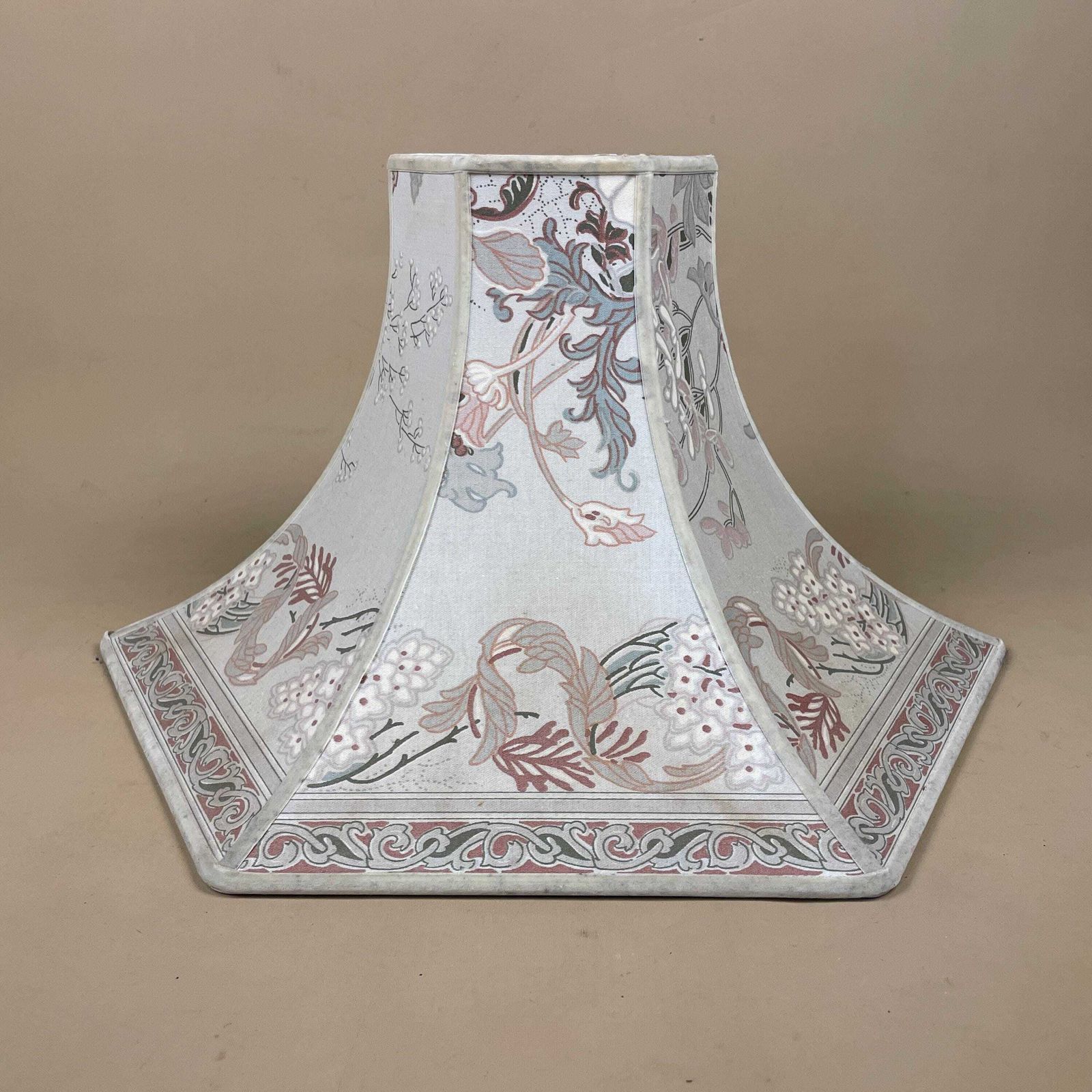 Antique Oriental Patterned Vintage Lamp Shade Lampshade Velvet Edge Trim Lightshade Light Empire Pattern Floor Lamp Pink Ornate