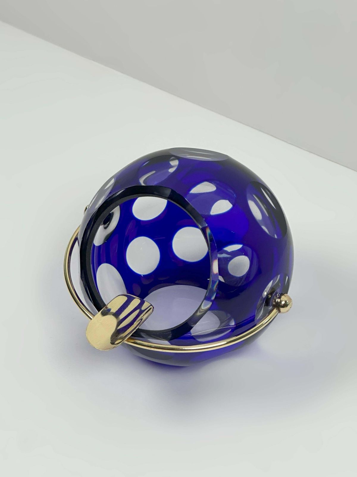 photo furniture Cobalt Blue Cut To Clear Glass Ashtray By Marita Voigt, 1960s