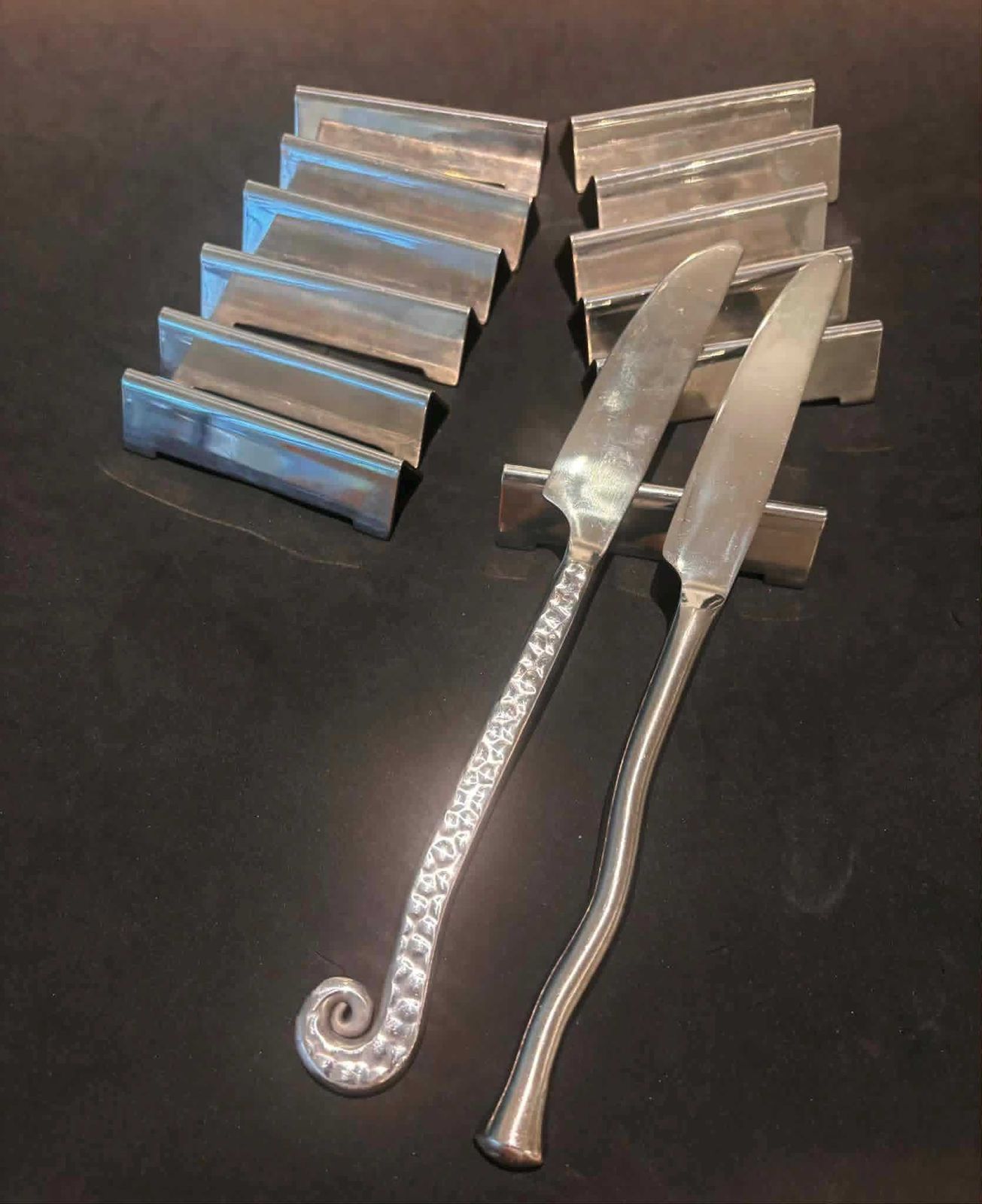 Knife Rest Set Of 12 French Vintage Letang Remy Stainless Steel Mid Century Modern Modernist Wedding Gift Cutlery Rest Hostess Gift 1950s photo Home Decor