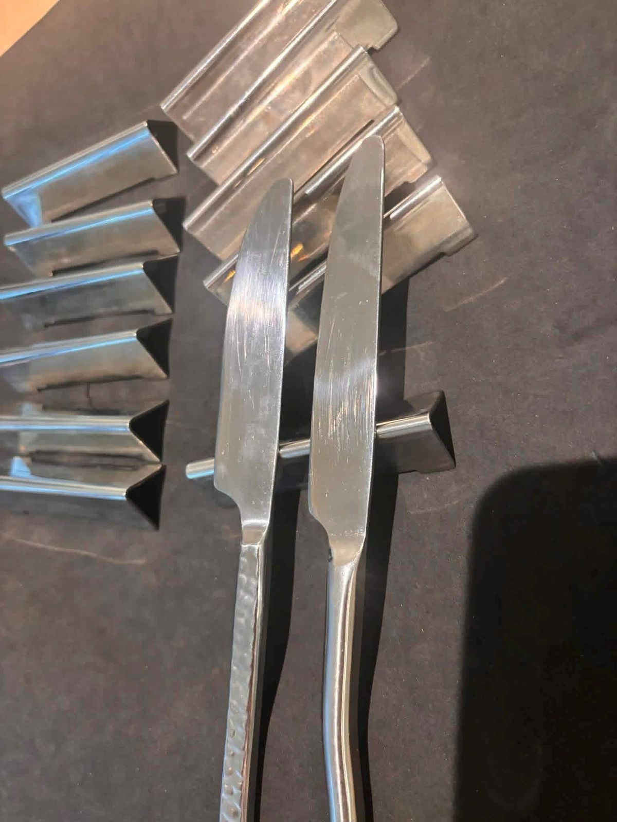 Home Decor Knife Rest Set Of 12 French Vintage Letang Remy Stainless Steel Mid Century Modern Modernist Wedding Gift Cutlery Rest Hostess Gift 1950s photo