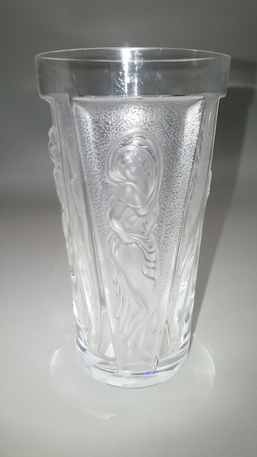 Rare Lalique Clear/Frosted Crystal 'Muses' (Goddess) Highball Glass/Tumbler