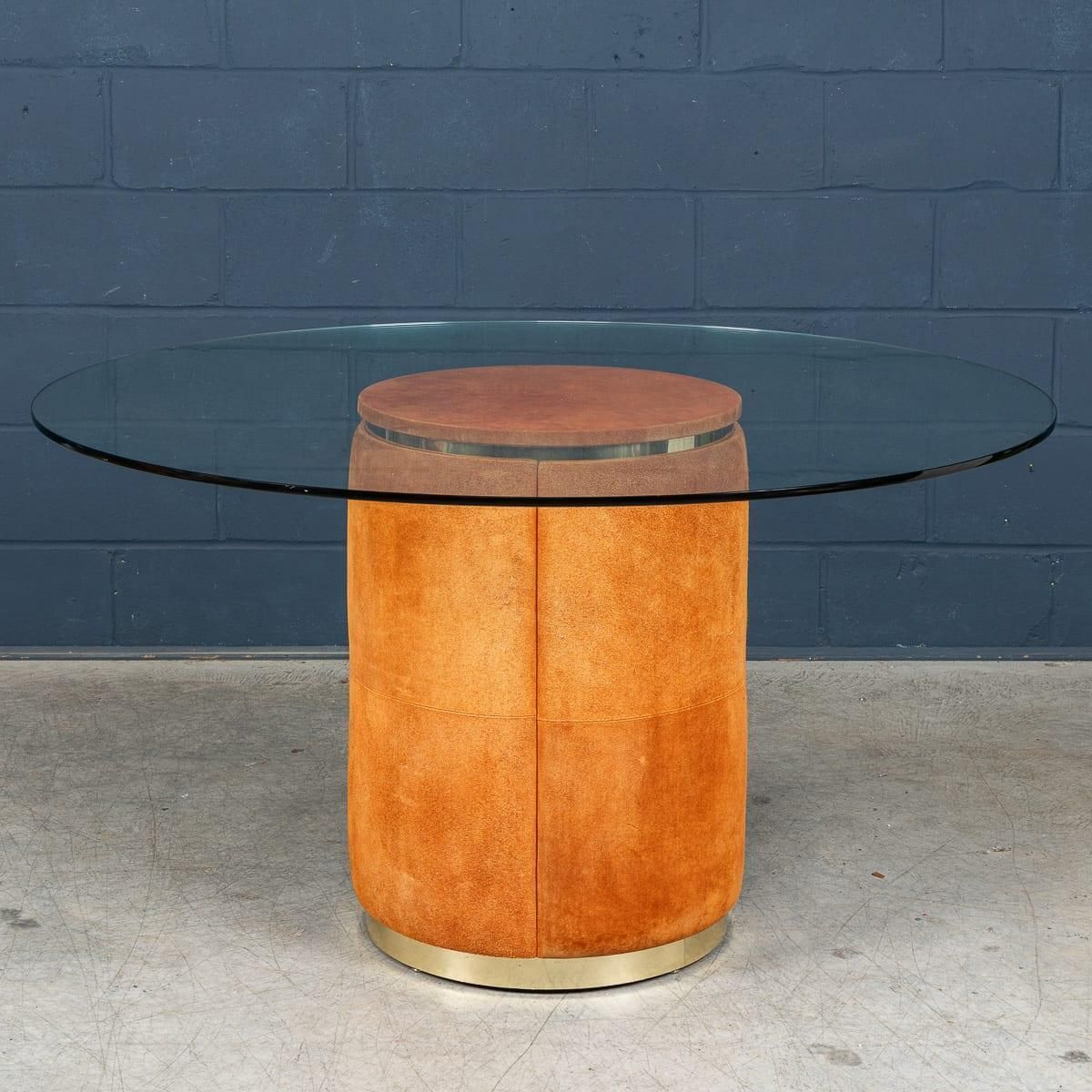 Vintage Rare 20thc Italian Dining Set In Orange Suede By Willy Rizzo C.1970 photo vinterior
