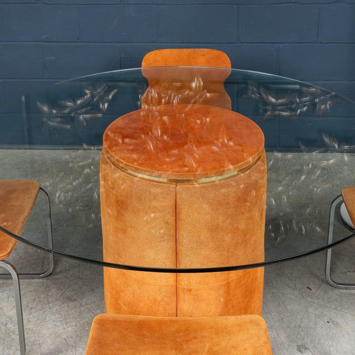Vintage Rare 20thc Italian Dining Set In Orange Suede By Willy Rizzo C.1970 photo buy