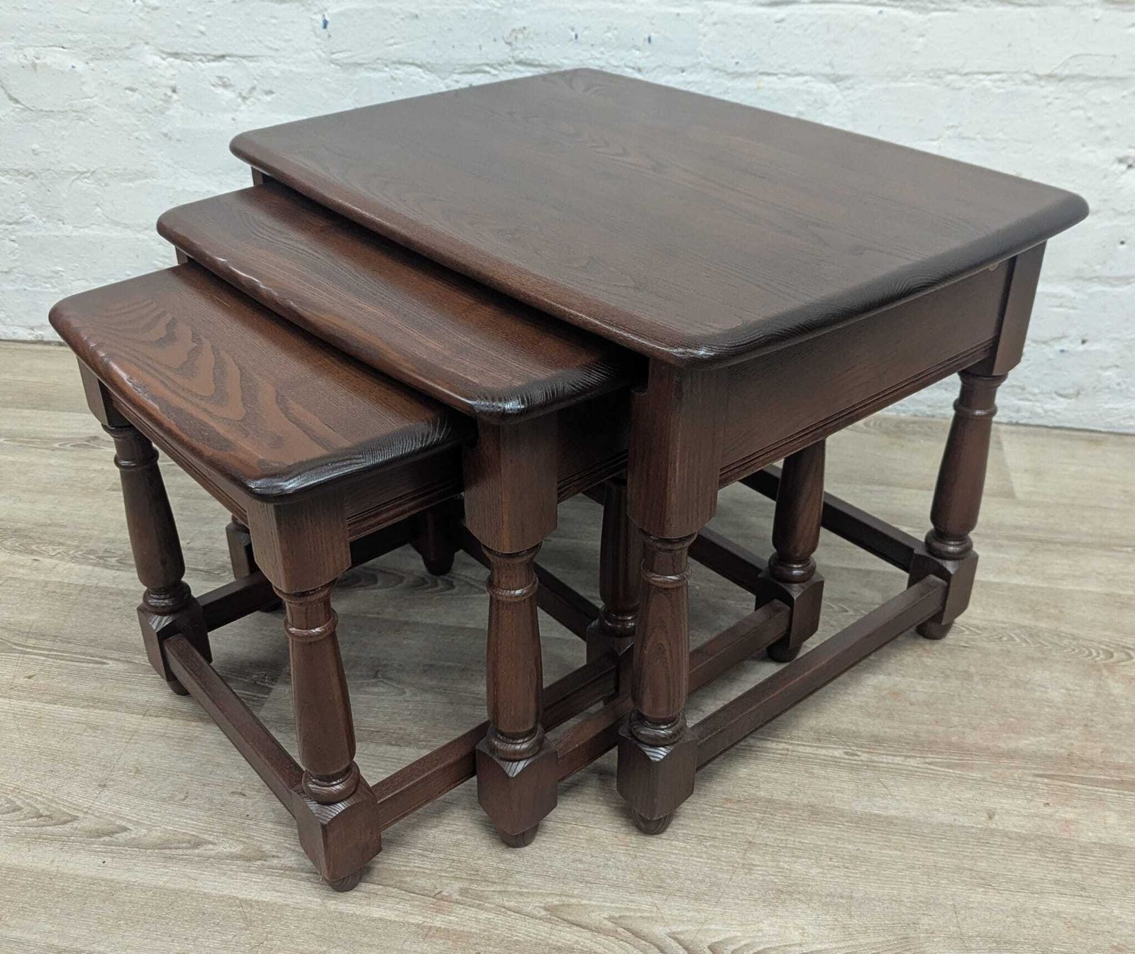 Ercol Old Colonial Nest Of 3 Tables Dark Finish
