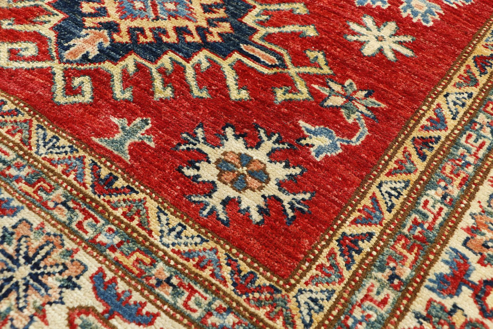 Super Kazak Hand Knotted Traditional Red Area Rug 114x180 Cm photo Textiles
