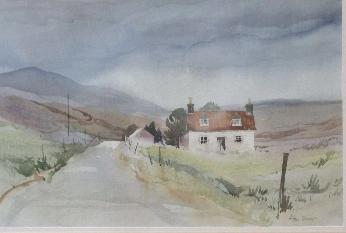 Vintage Alan Oliver Stamford Watercolour Crofters Cottage Highlands Scotland photo 95.0