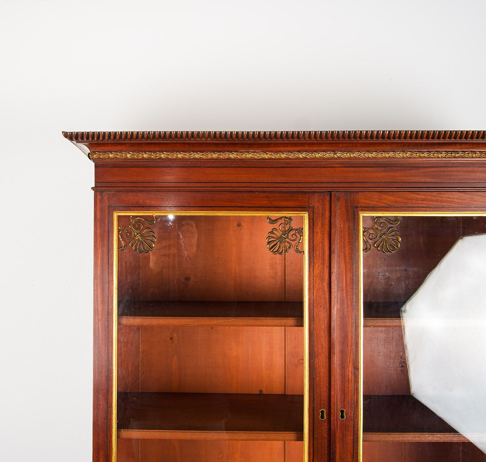 Regency Mahogany Glazed Bookcase With Brass Anthemion Mounts & Ebonised Columns, C.1815 photo 1600.0