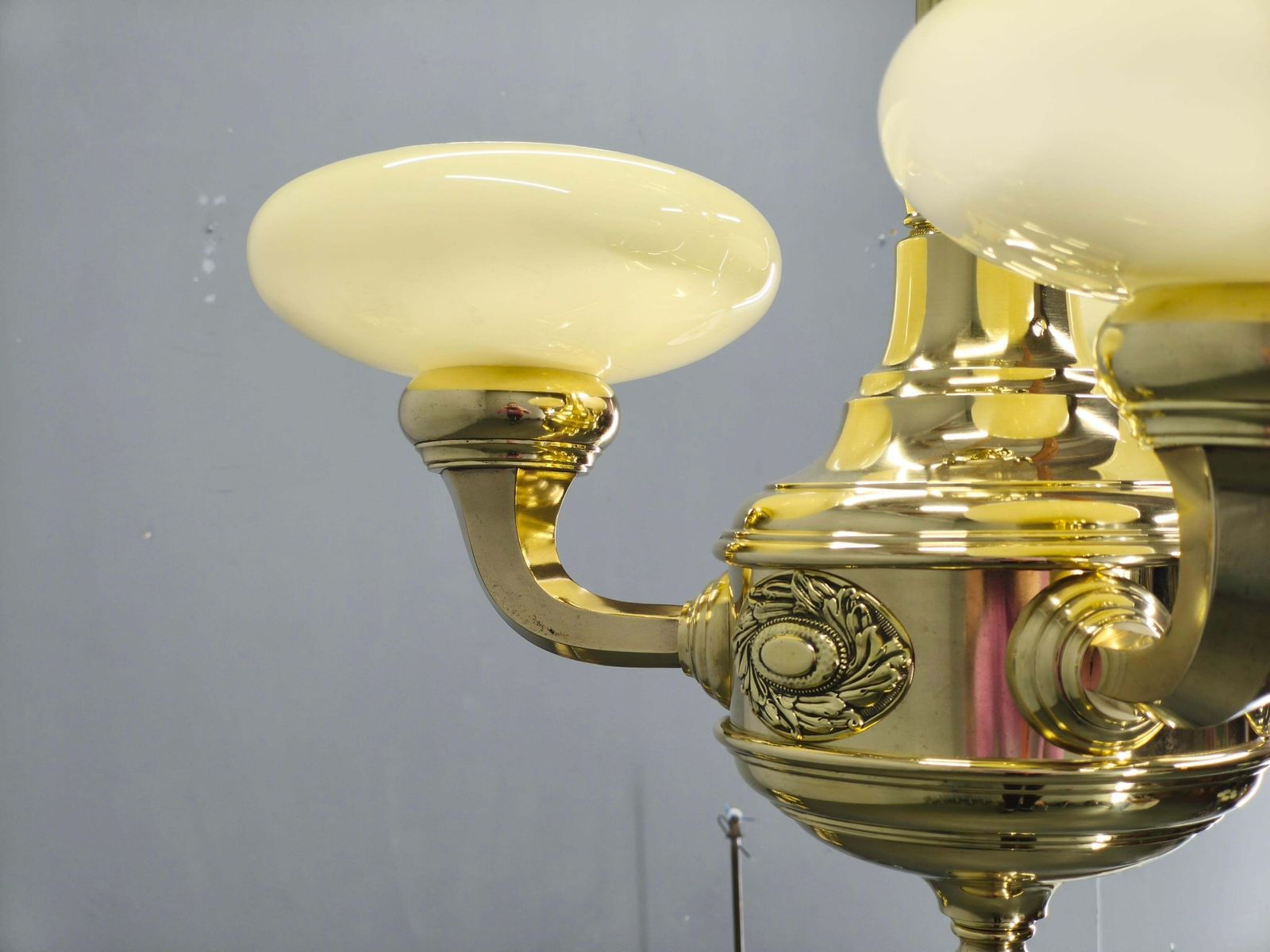 photo for sale Neoclassical Art Deco Brass Chandelier, Czechoslovakia, 1930s
