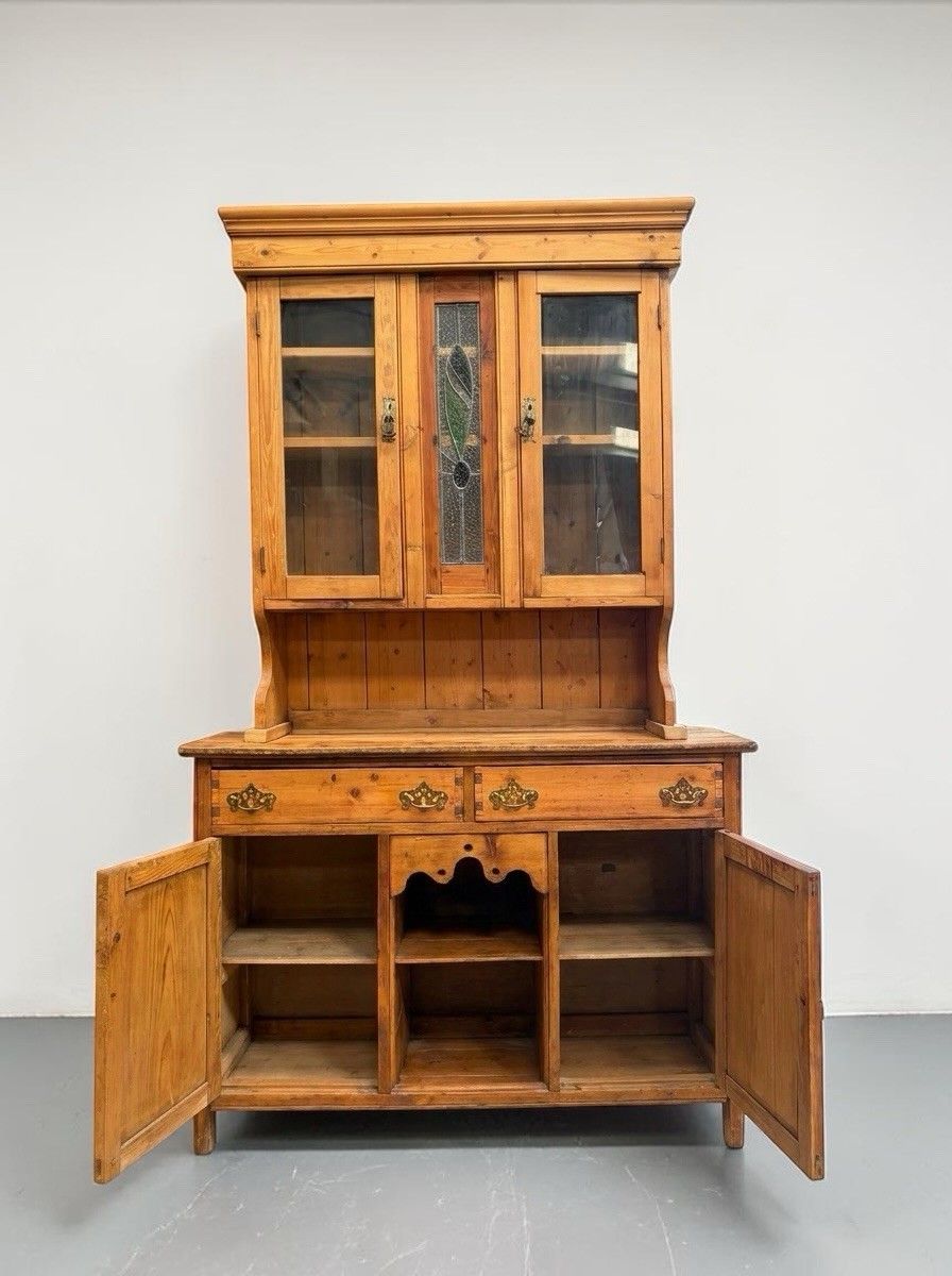 photo for sale Antique Pitch Pine Welsh Dresser Kitchen Hutch Art Nouveau C1890 Stunning