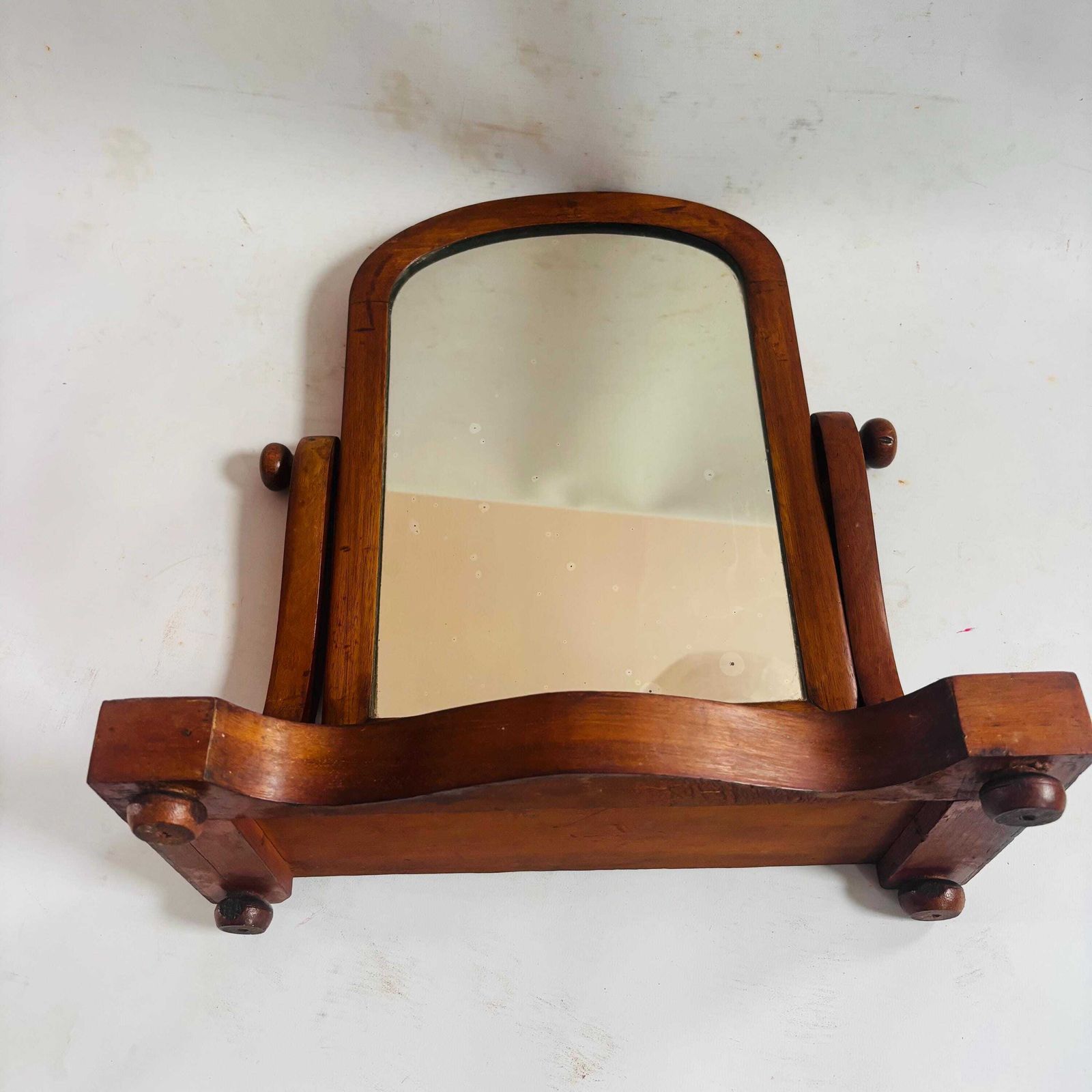 Miroir de coiffeuse d'époque victorienne en acajou massif, XIXe siècle photo Décoration