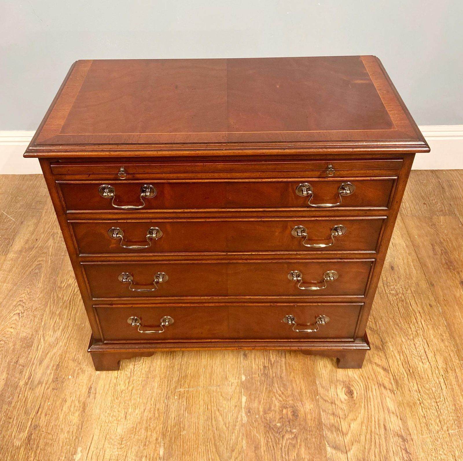Pair Mahogany Bachelor Chests Bedside Cabinets Brushing Slide Georgian Revival photo for sale