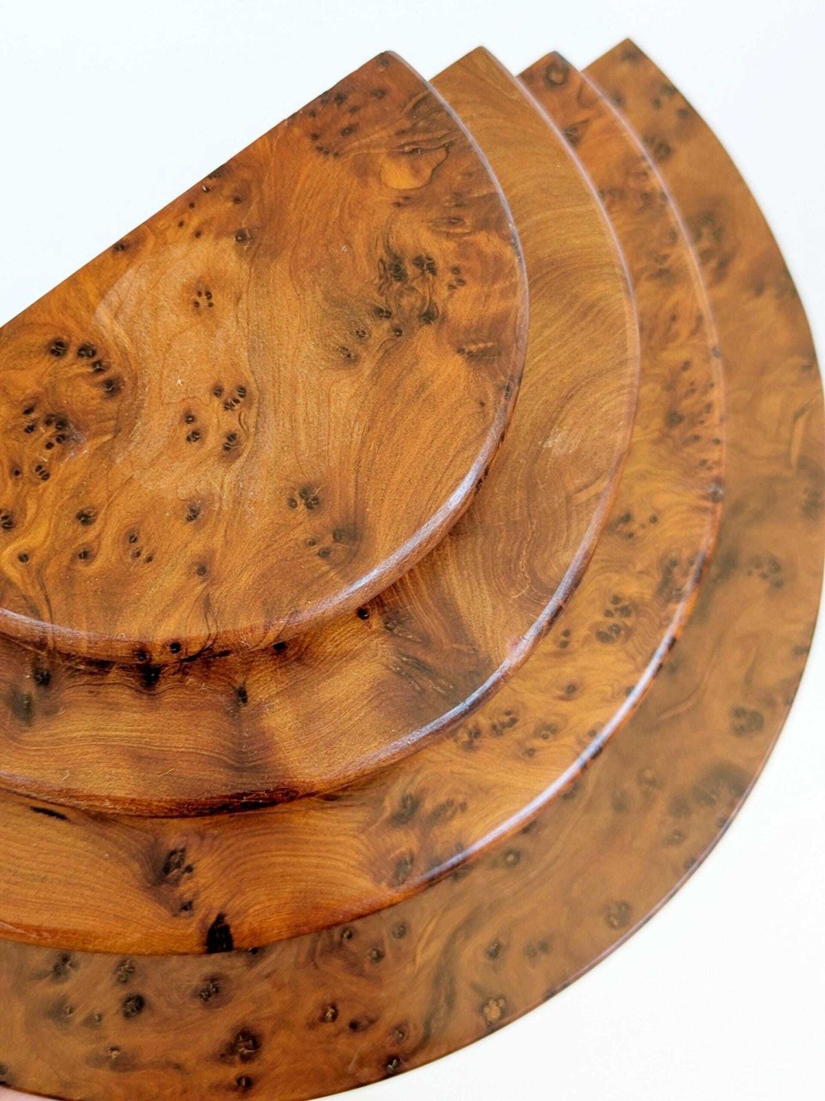 photo vinterior Pair Art Deco Burl Wood Letter Holder Bookends Midcentury Desk Organizer Set