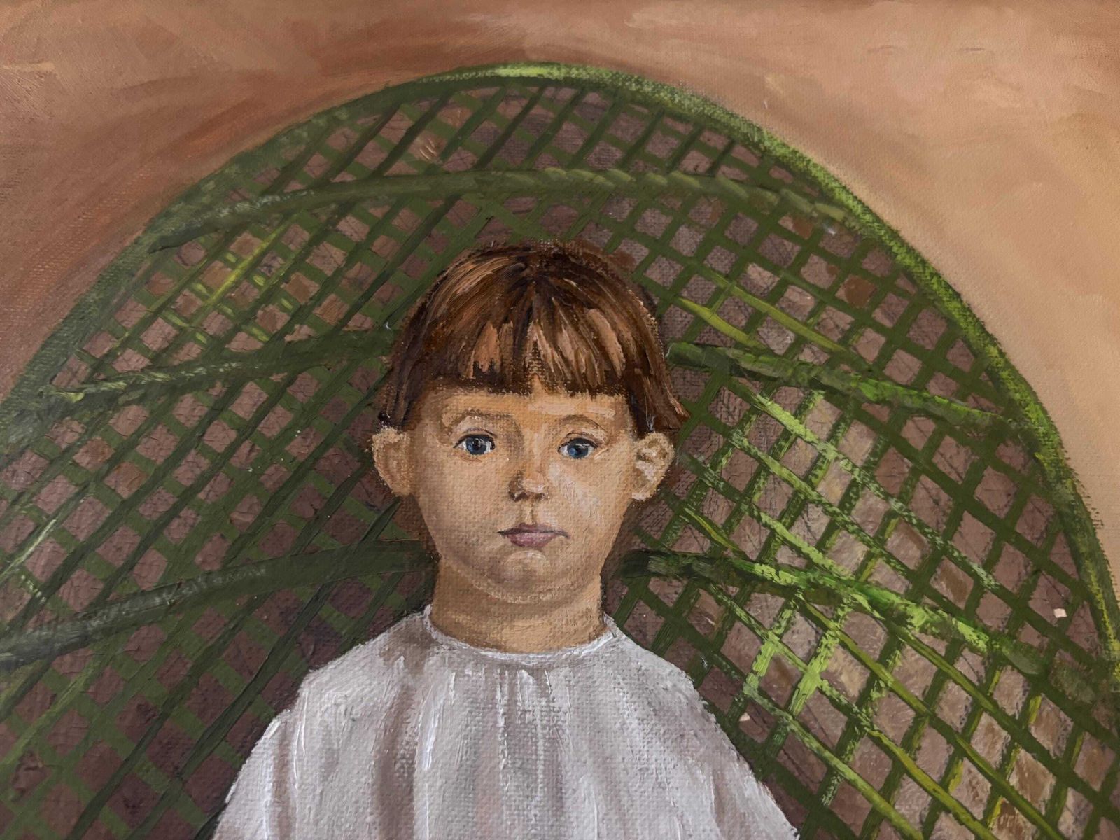 Oil Painting On Canvas Board Of A Young Child Titled "Mathew" Signed Susan Gunkel photo 145.0