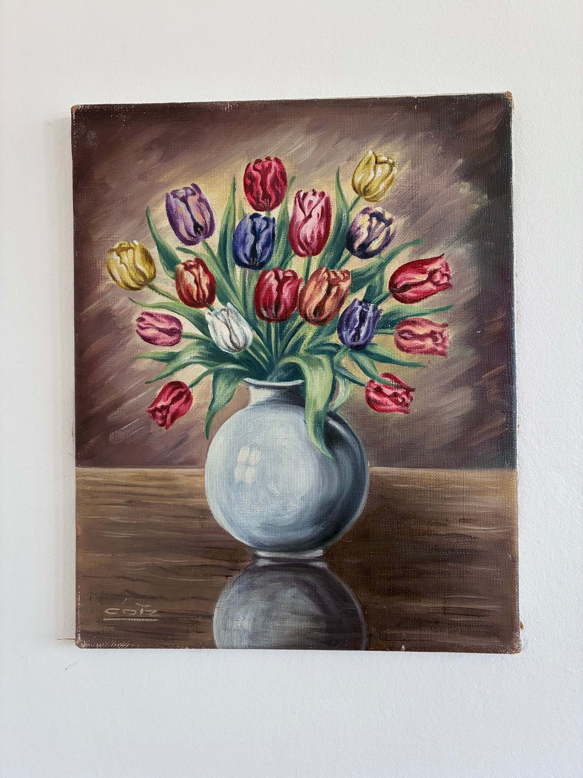 Vintage Original Flower Oil Painting, Floral Still Life Wall Art