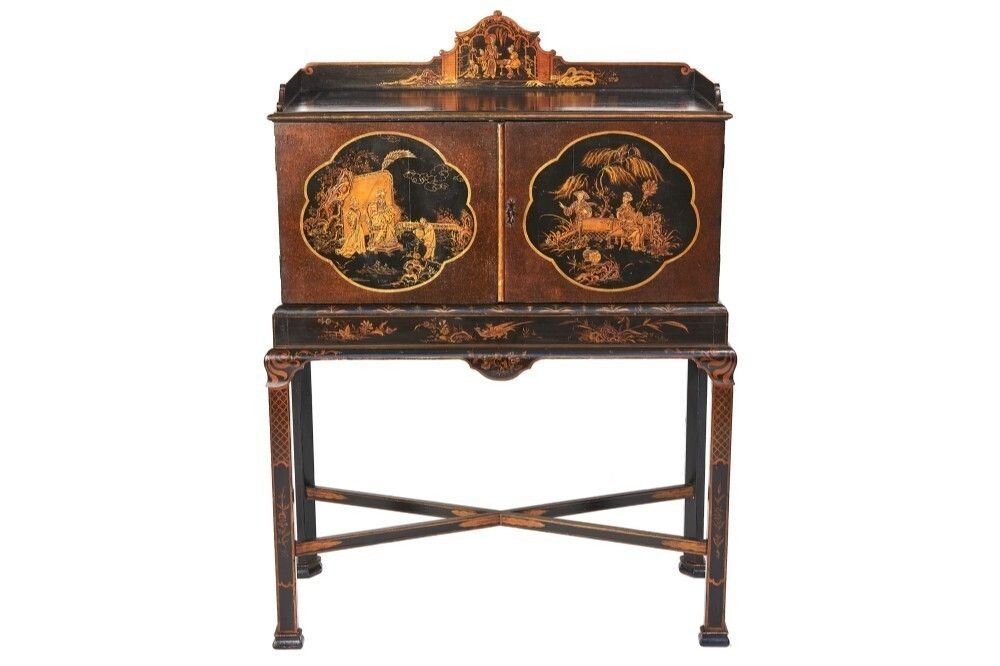 Fine Chinoiserie Decorated Fitted 8 Drawer Cabinet On Stand photo furniture
