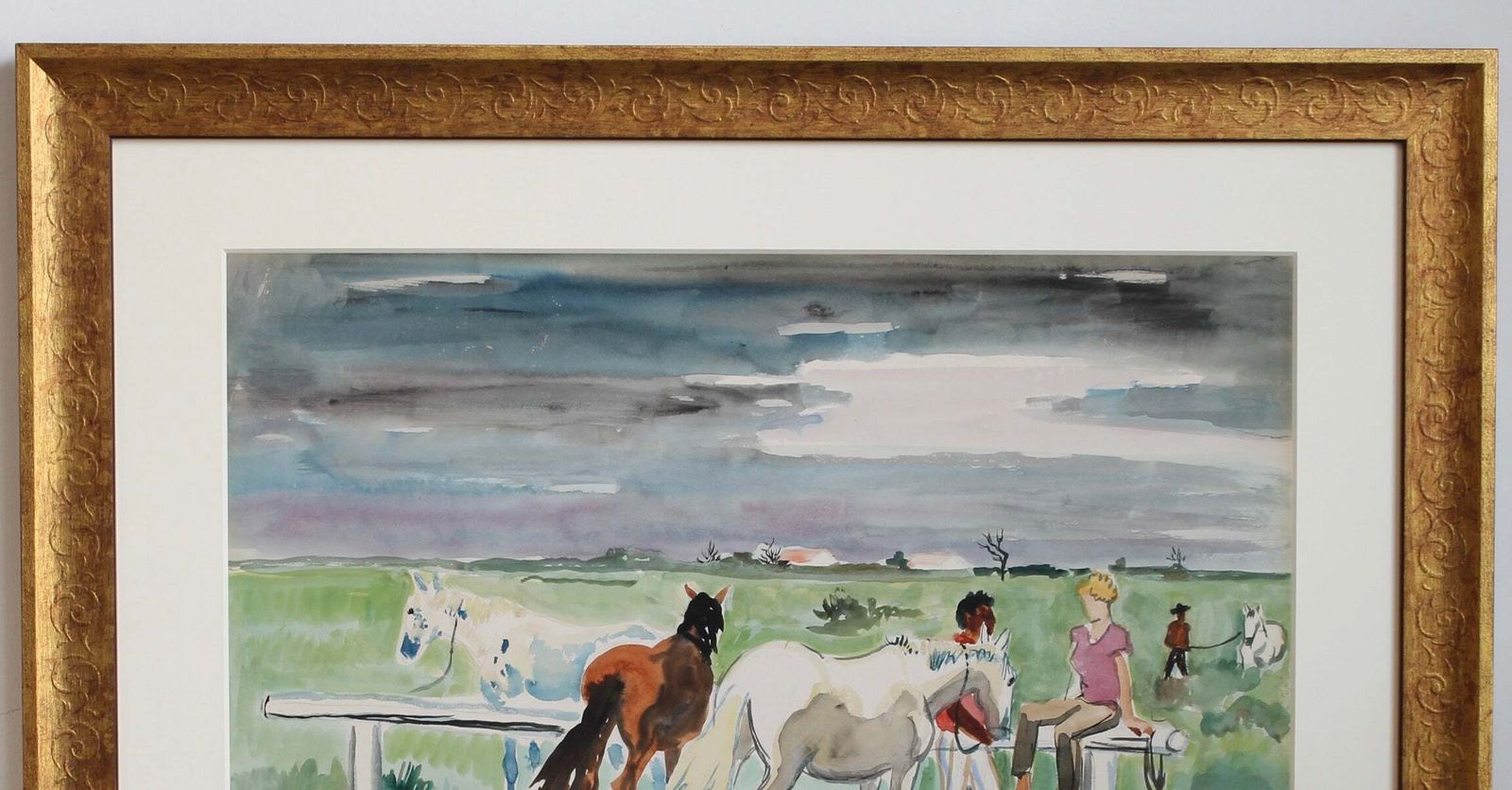 'Gardians With Horses In The Camargue' By Yves Brayer (Circa 1950s) photo Art