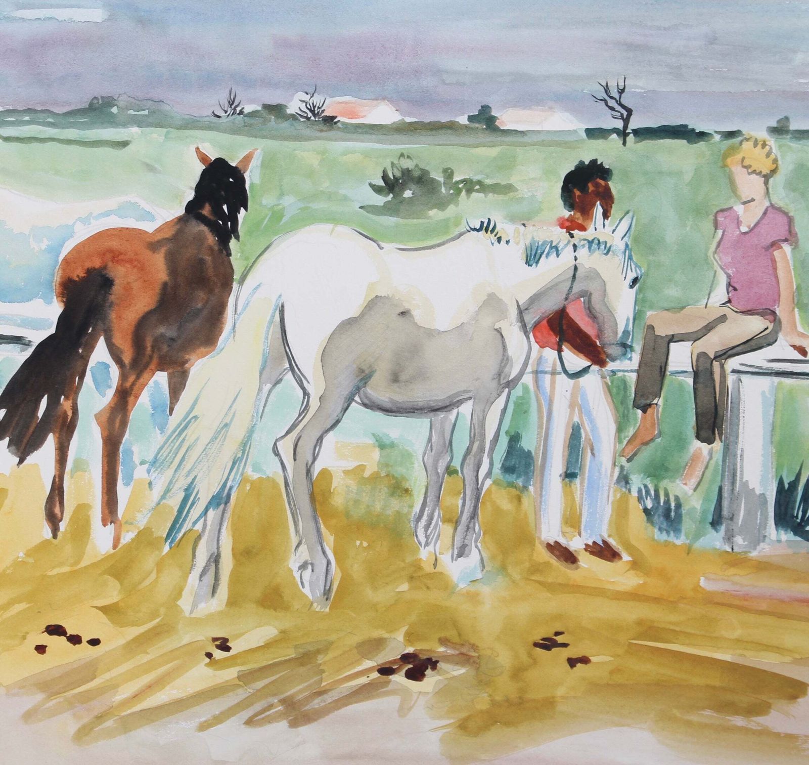 photo vintage 'Gardians With Horses In The Camargue' By Yves Brayer (Circa 1950s)