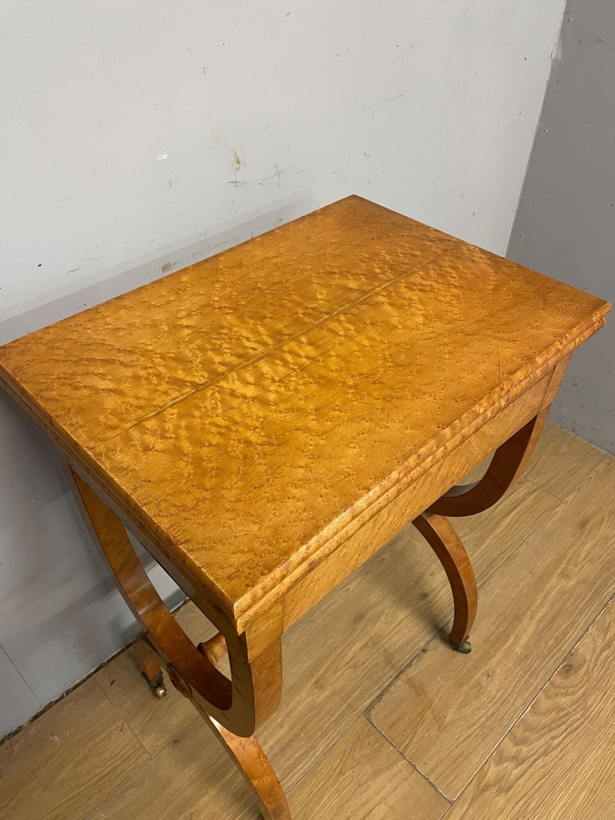 C19th Biedermeier Birds Eye Maple Card Table photo Furniture