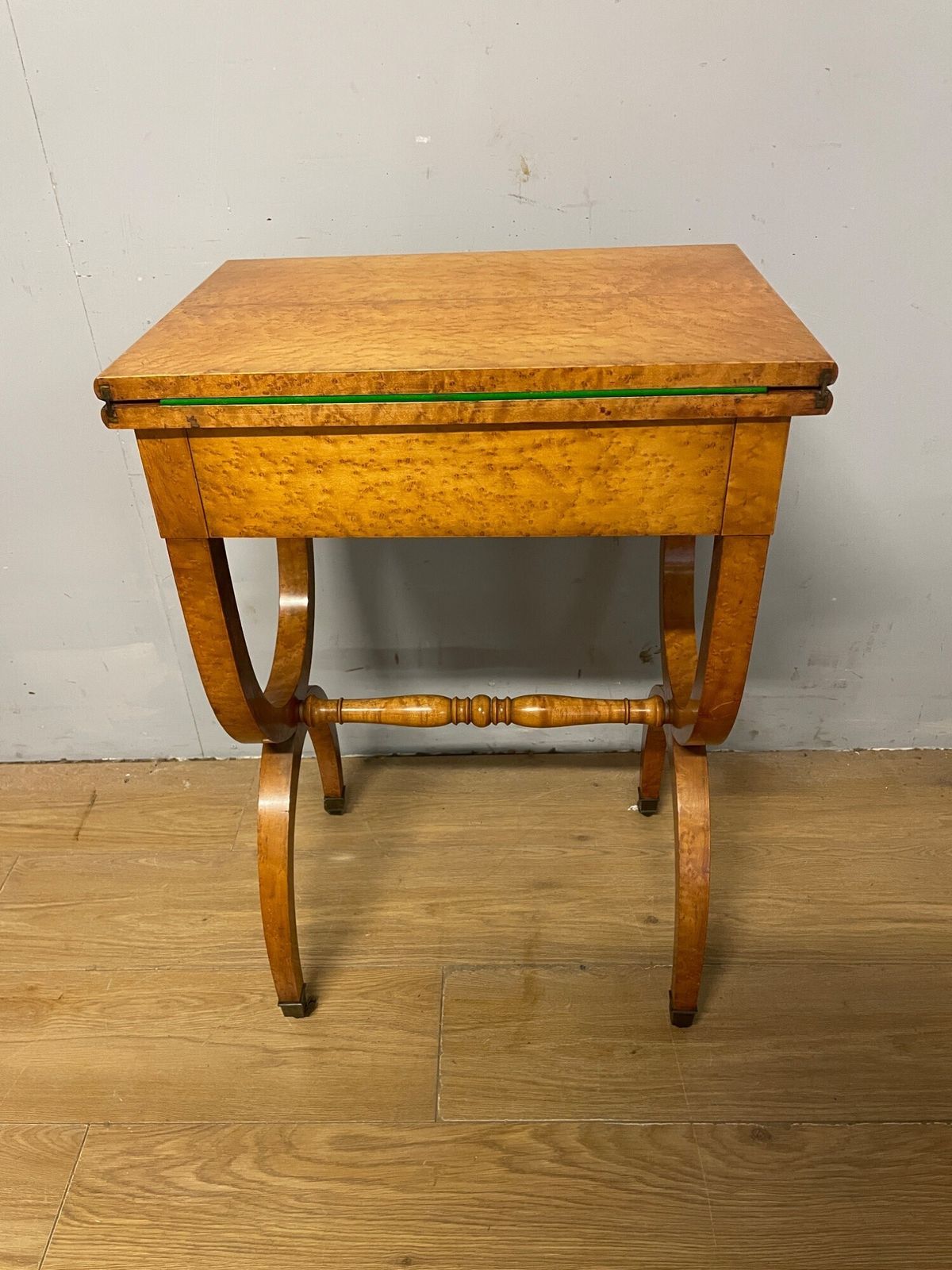 photo for sale C19th Biedermeier Birds Eye Maple Card Table