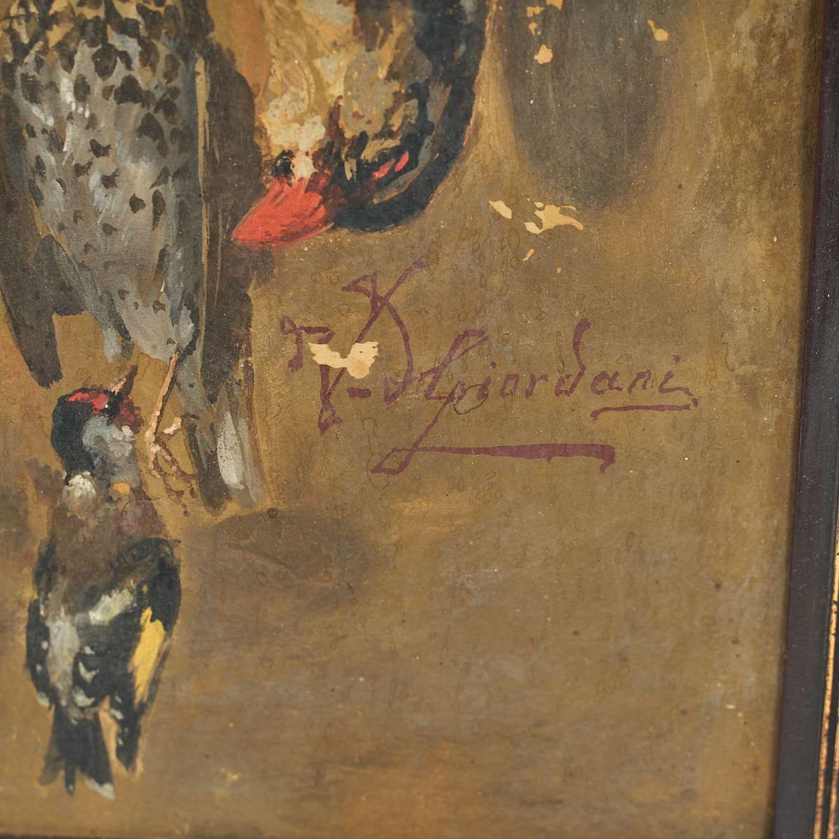 Oil On Panel By V. Giordani Still Life With Birds, 1940s – 1950s photo furniture