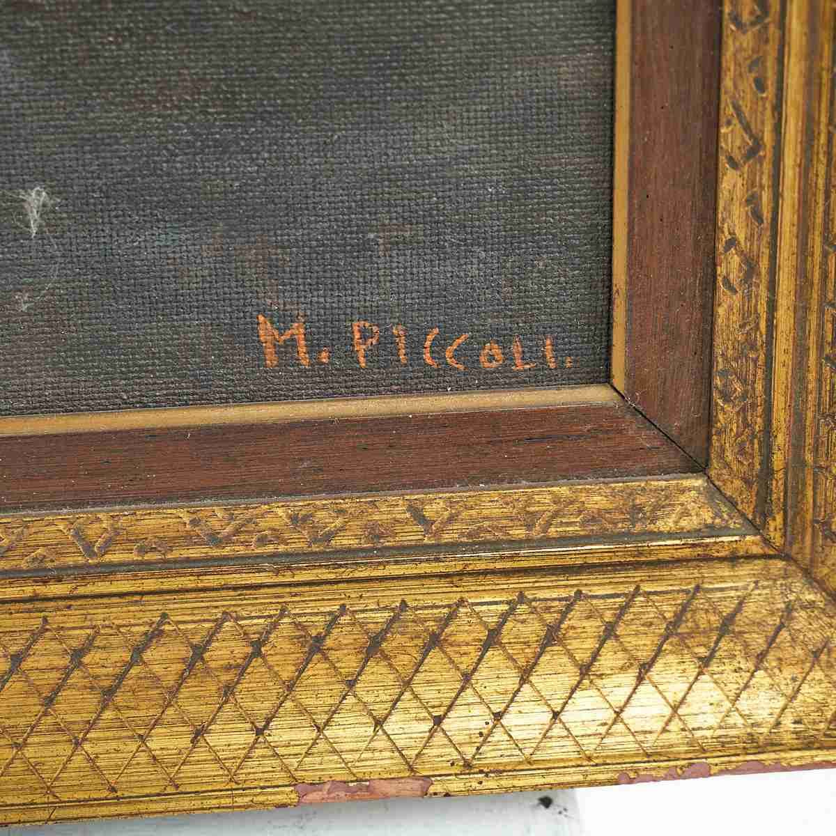Oil On Panel Of Still Life M. Piccoli, 20th Century photo furniture