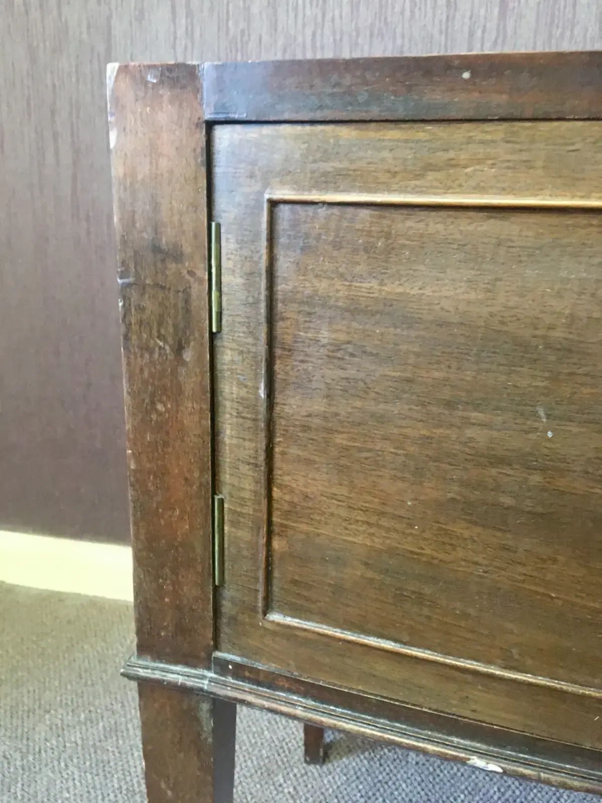 photo for sale Antique Edwardian Mahogany Vanity/Washstand/Cabinet W Carrara Marble Top
