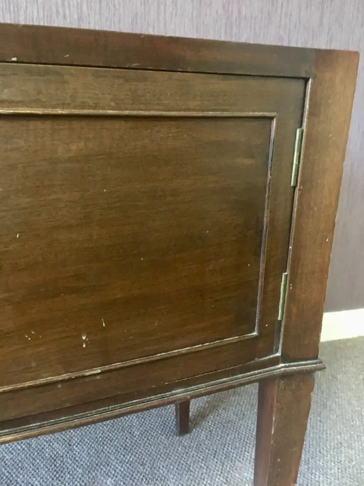 Furniture Antique Edwardian Mahogany Vanity/Washstand/Cabinet W Carrara Marble Top photo