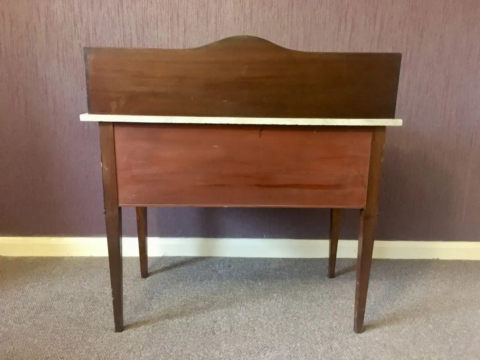 photo buy Antique Edwardian Mahogany Vanity/Washstand/Cabinet W Carrara Marble Top