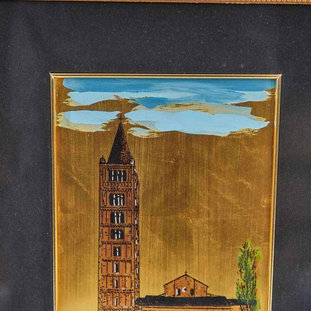 Painting On Gold Leaf By G. Farinella – Artist From Ferrara (Italy) photo for sale