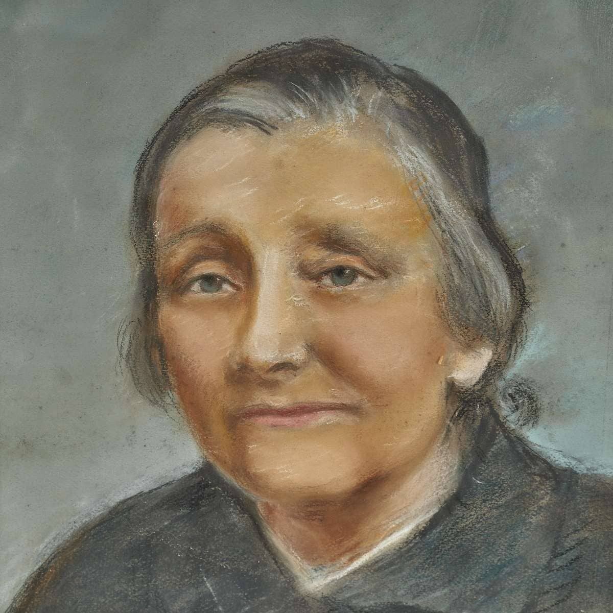 Portrait Of An Elderly Woman In A Golden Frame photo furniture