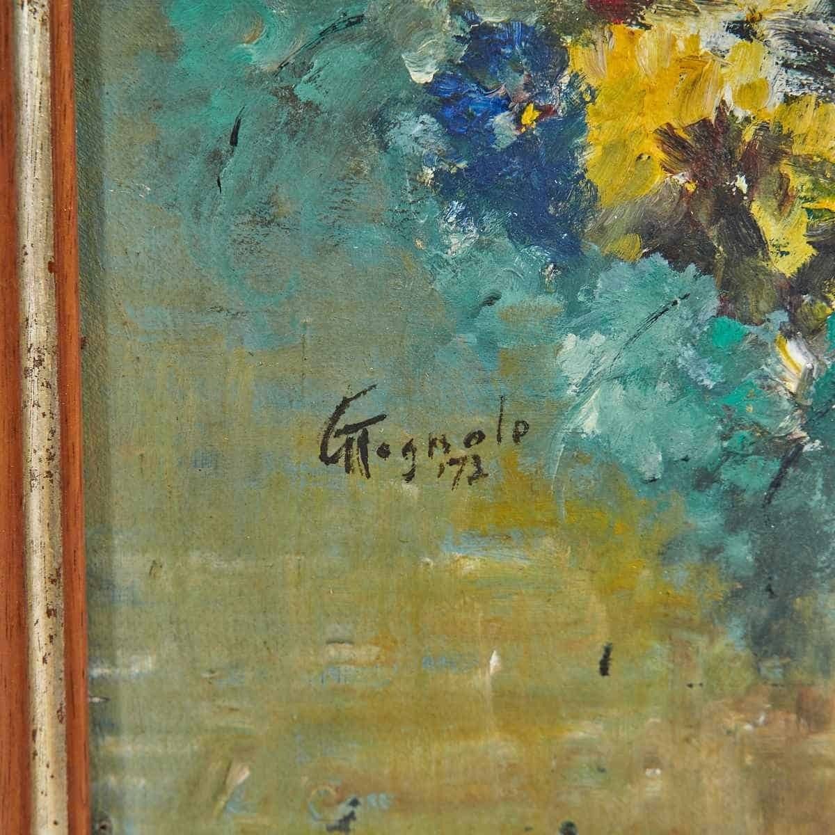 Oil On Panel Scented Bouquet Of Flowers, 1970s photo furniture