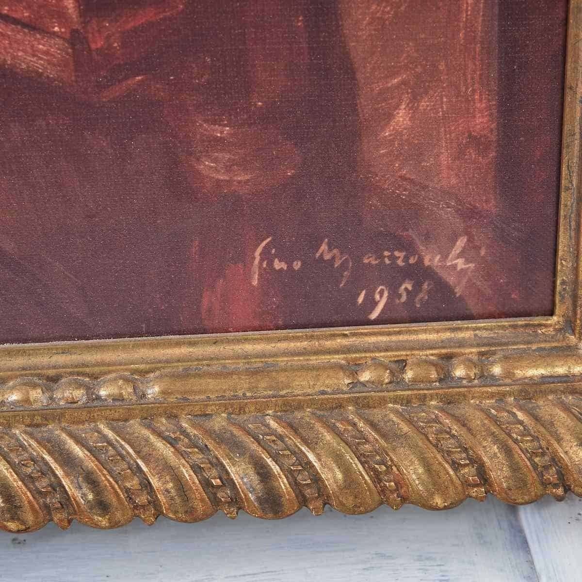Vintage Canvas Reproduction In A Golden Frame From 1958, 1980s photo furniture