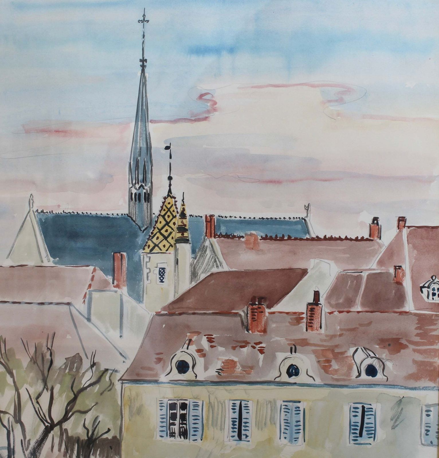 'A Street In Beaune' By Yves Brayer (1961) photo Art
