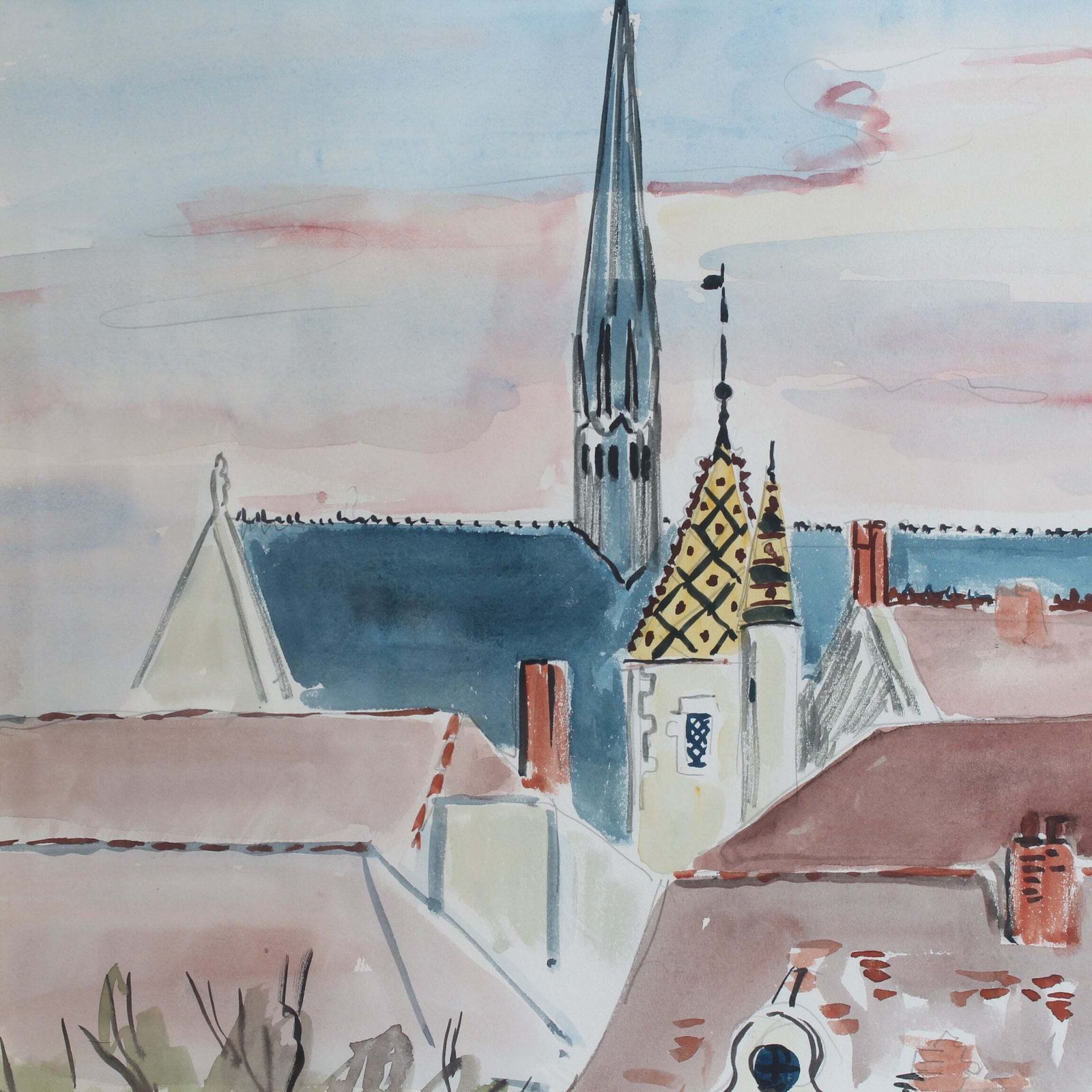 'A Street In Beaune' By Yves Brayer (1961) photo vinterior