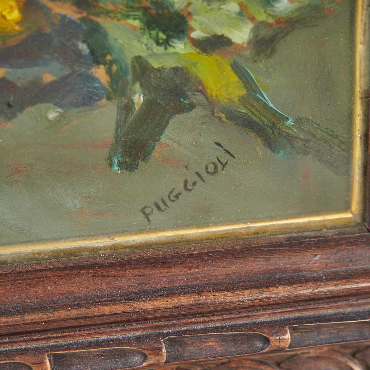 Oil Painting By Puggioli, Fascinating With Antique Cannon, 1950s photo furniture
