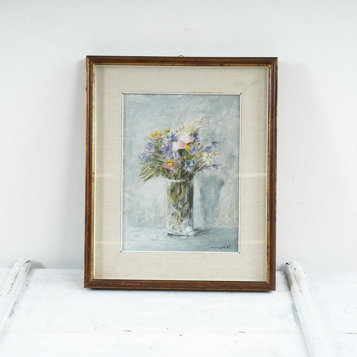 Magagnotti Oil Painting From 1967, Vase Of Flowers