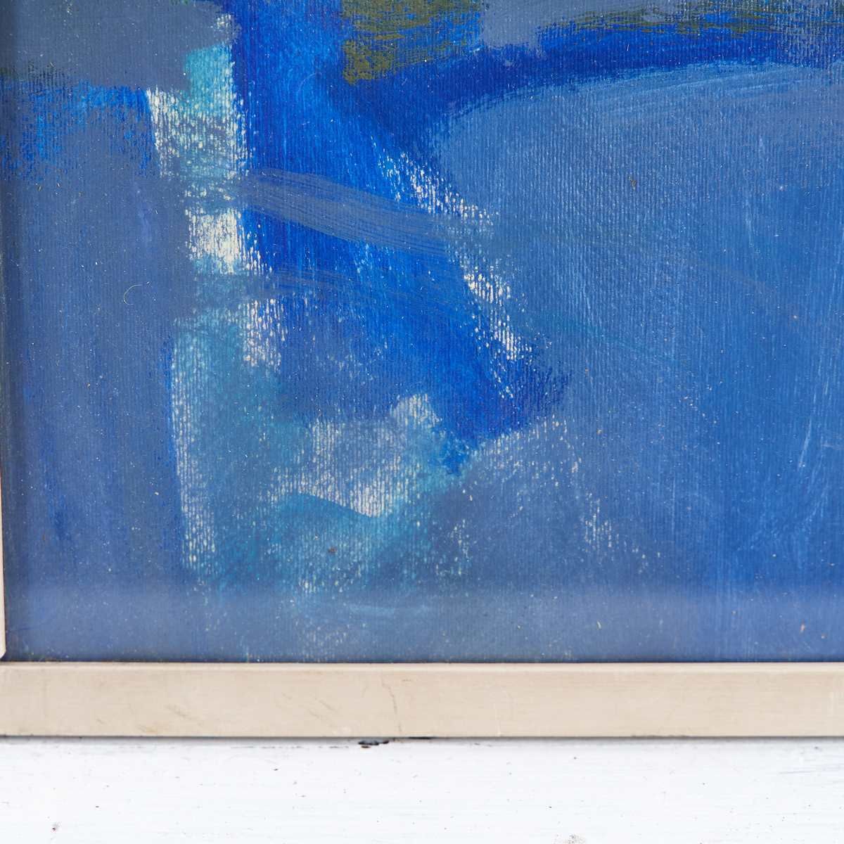 Oil On Canvas Elegant Blue Abstract Painting, 1970s photo furniture