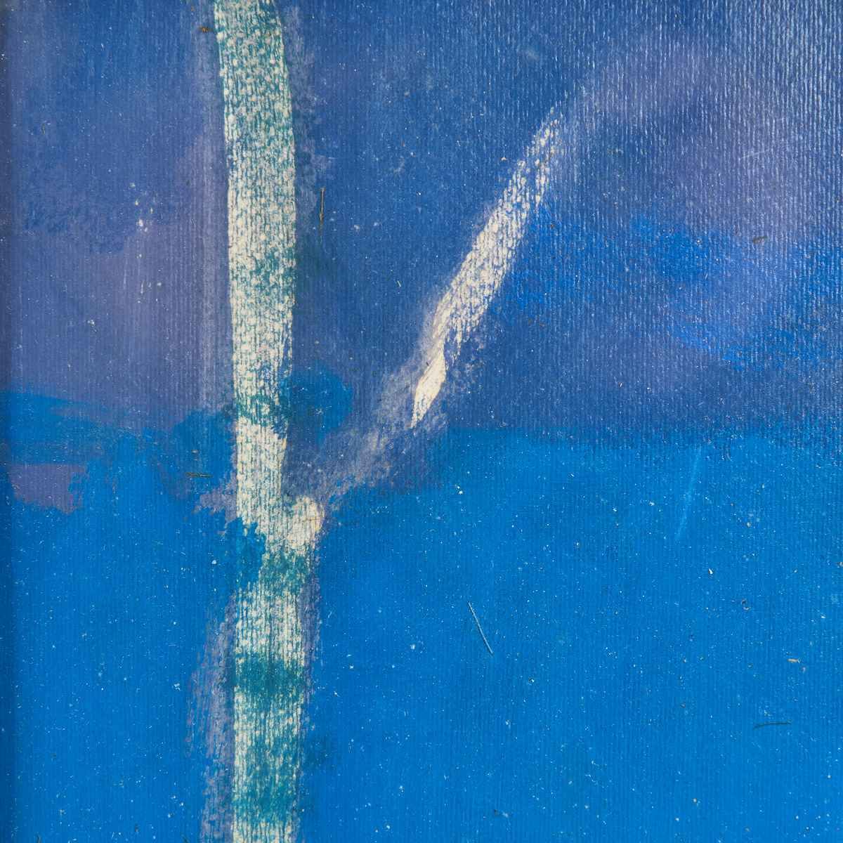 Oil On Canvas Elegant Blue Abstract Painting, 1970s photo for sale