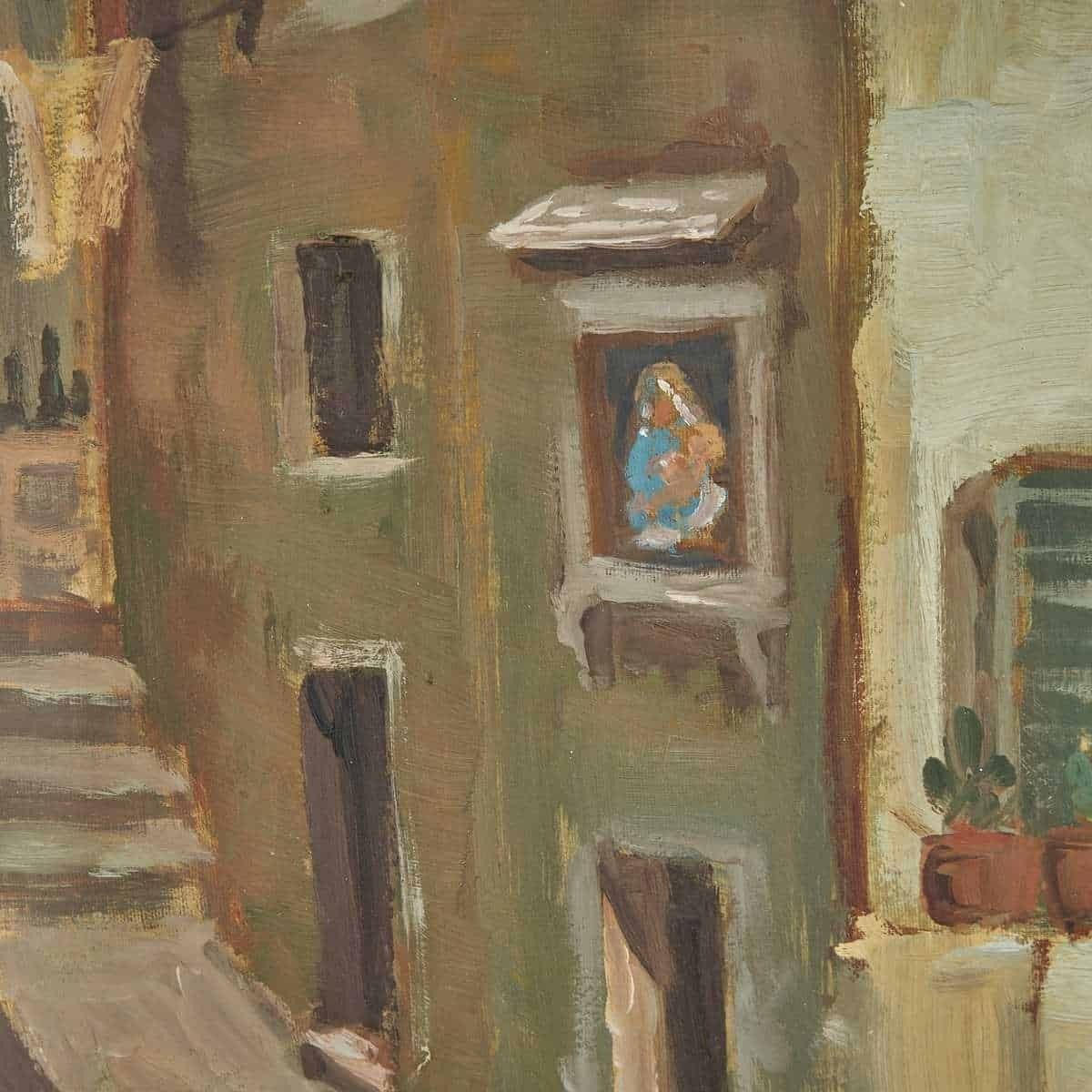 Oil On Panel Historical Fresco In Elegant Frame By Rossi 1971 photo for sale