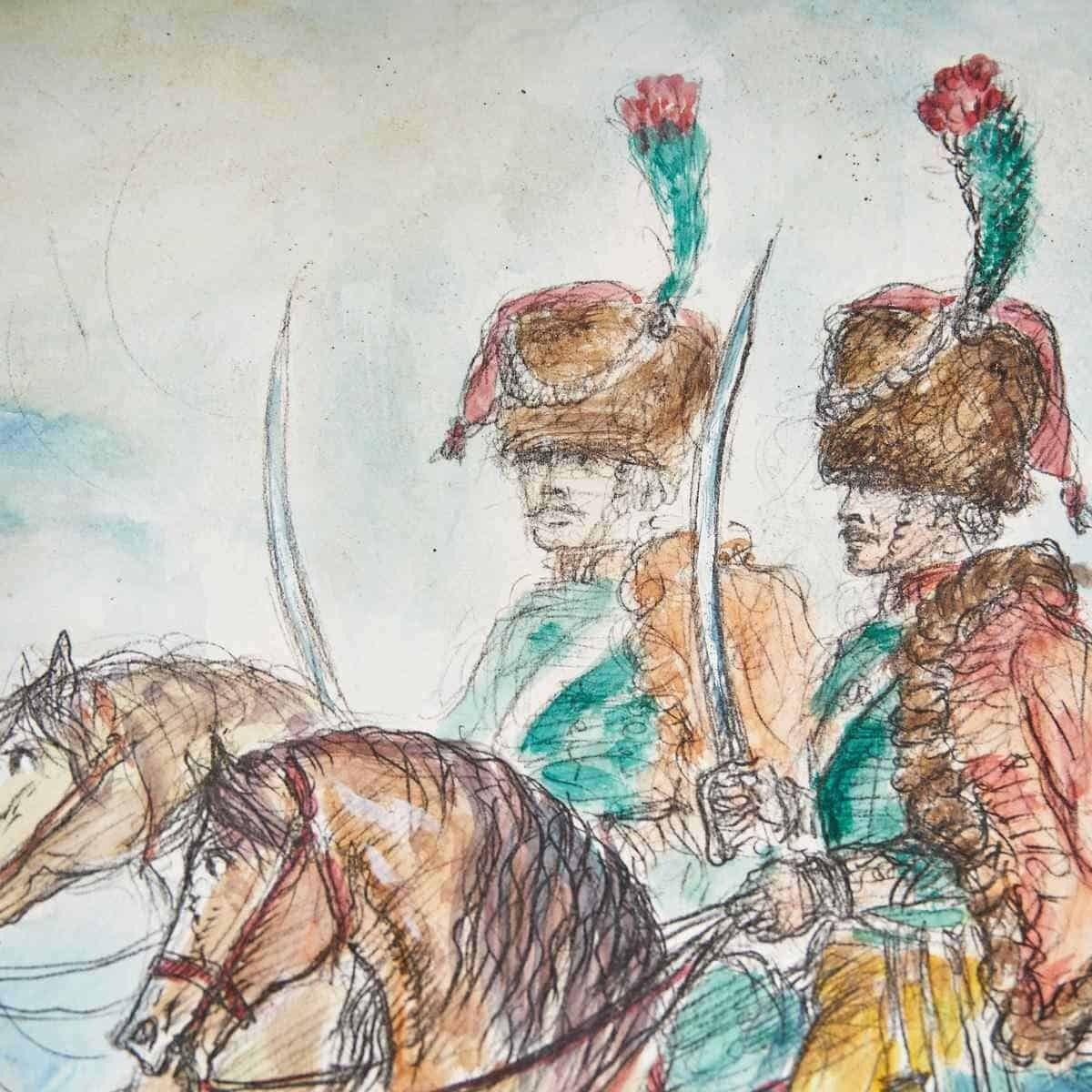 Watercolor Print Of Historical Knights, Giovan Francesco Gonzaga photo for sale