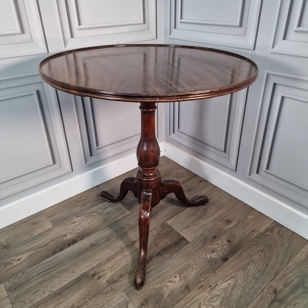 Furniture Antique Tilt Top Table Wooden Folding Hall Occasional Wine Side Window Plant photo